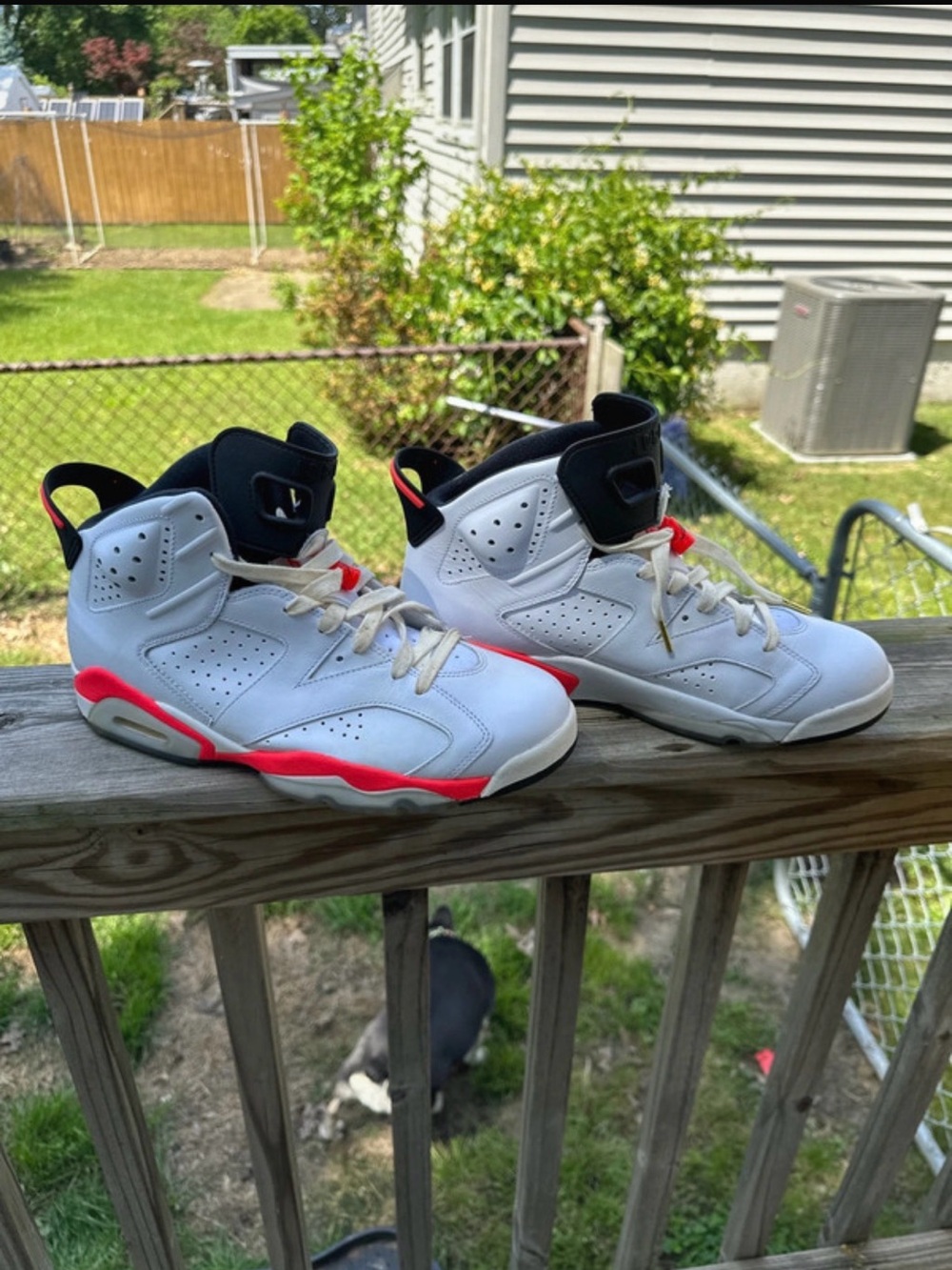 Jordan 6 Retro Infrared White and Red High-Top Athletic Shoes